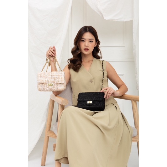 Rene - casual bag- tas jinjing - tas selempang wanita -shoulder bag- kasual - kado birthday - tweed bag -sling bag-shoulder bag- inspired by ch*nel