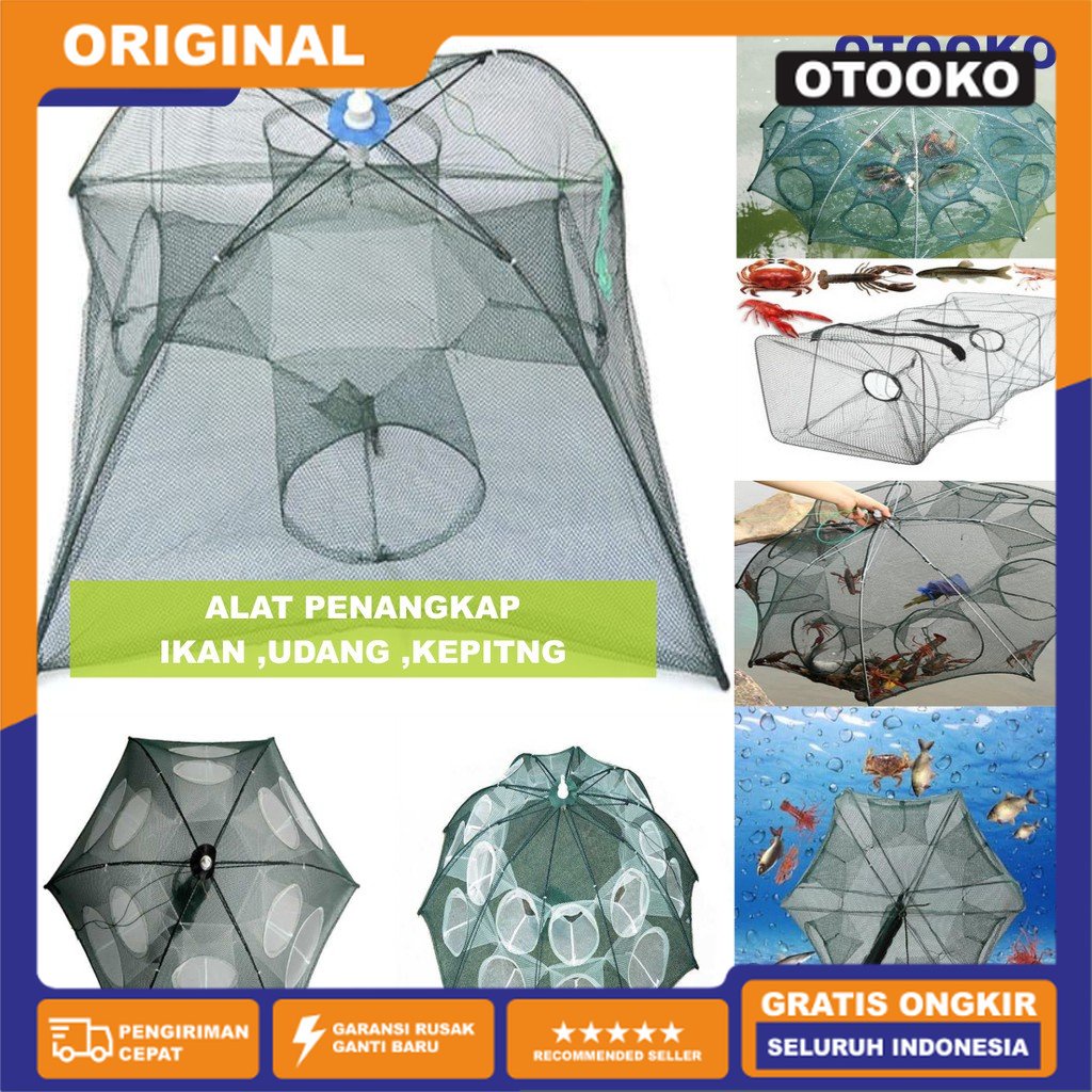 Bubu 4 lubang Jaring ikan automatis Fishing Net Trap Safe Catch 2 4 6 8 12 16 20 Hole