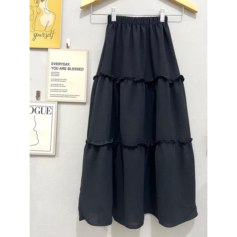 Jimmedy.id - Skirt Anak Dua Tingkat/Rok Anak Perempuan Korea Bahan Crinkle Premium Untuk Usia 3-9 Tahun