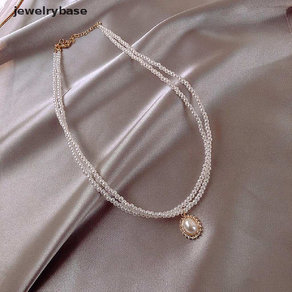 Kalung Choker Liontin Mutiara Double Layer Gaya Elegan Untuk Wanita