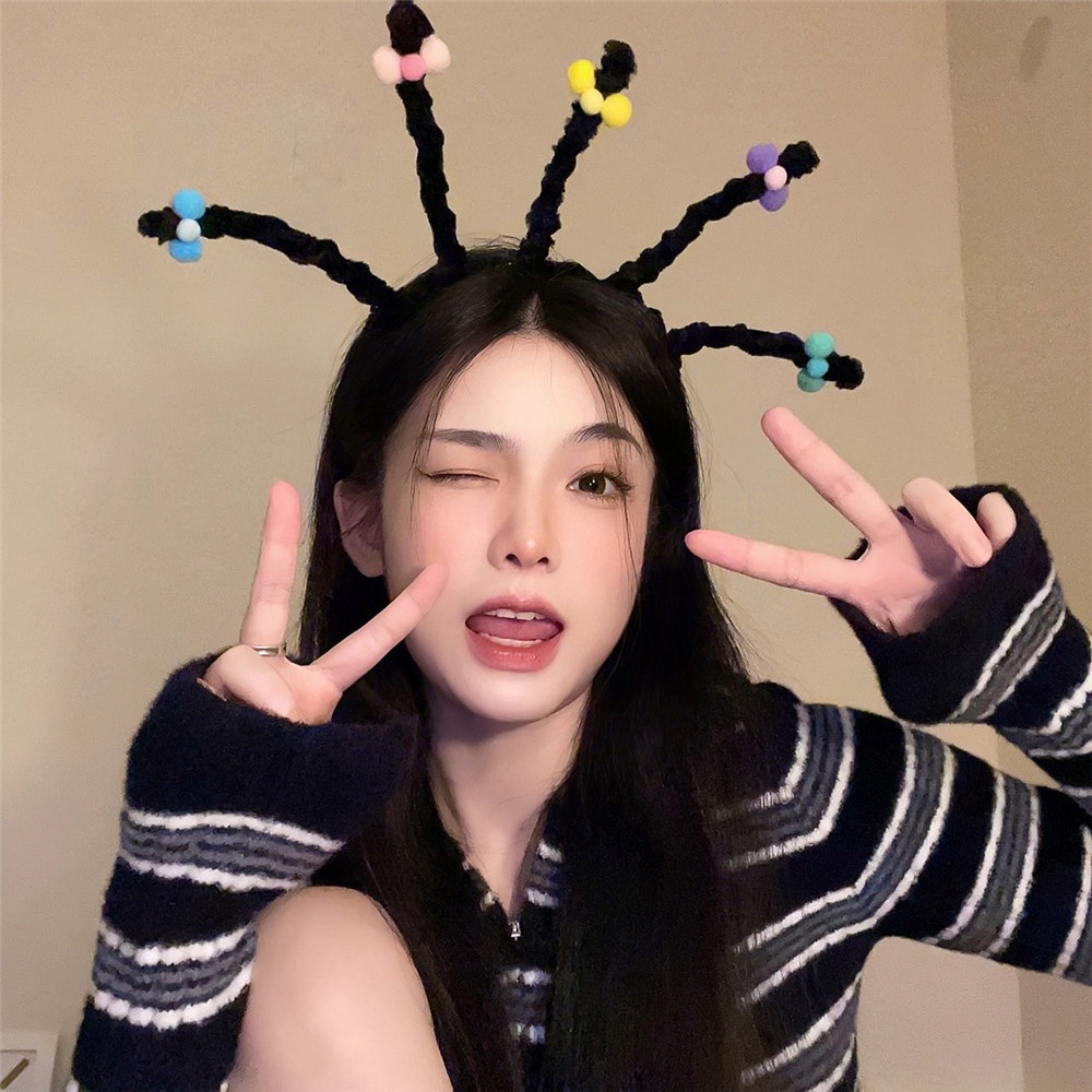 Bando Wig Kepang Twist Lucu Untuk Wanita Perempuan Aksesoris Pesta