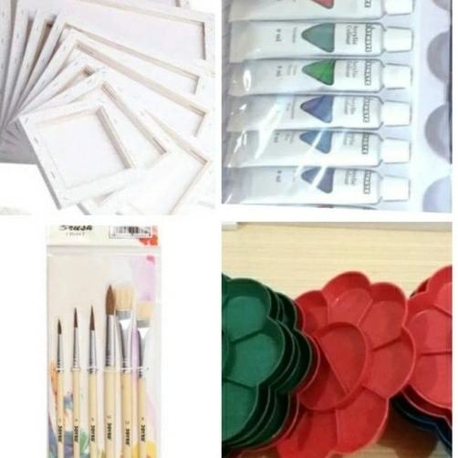 

paket lukis (kanvas 30x40+palet+kuas cat akrilic