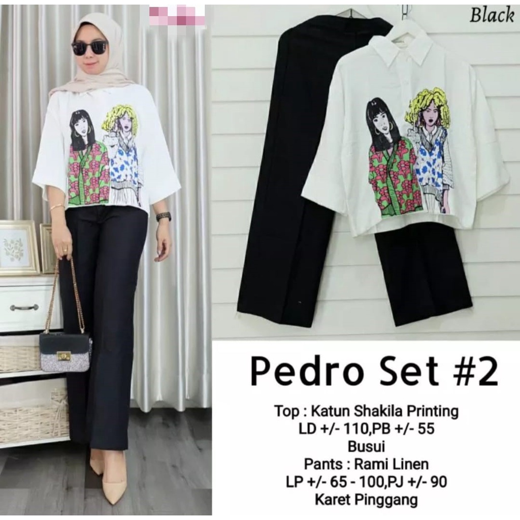 SET ANIMEE KEMEJA CROP SABLON WOMEN CRINKEL AIR FLOW