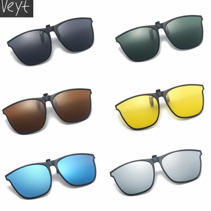 Clip On Kacamata Polarized Flip Up Anti UV Model Kotak