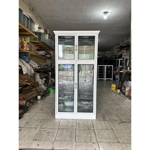 Almari rak piring ukuran 80cm aluminium silver khusus kediri