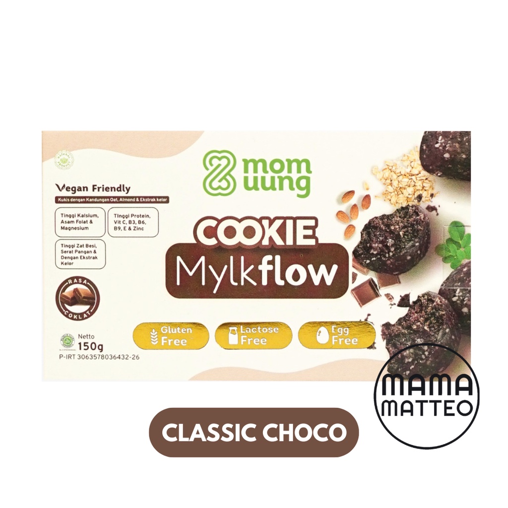 Mom Uung Cookies Mylkflow 150gr Classic Choco &amp; Matcha Pistachio / Cookies Sehat Cokelat Kukis Pelancar ASI Booster / MOM UUNG BANDUNG