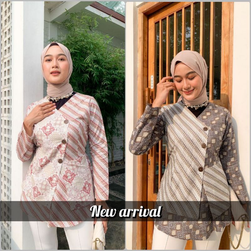 Blouse Batik Wanita Modern Kombinasi Liris