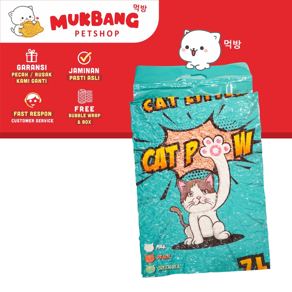 Cat Pow Tofu Soya Clump Litter 7L Pasir Kucing Gumpal Organik 7 Liter Clump Catpow Cat Litter Pasir Gumpal Wangi