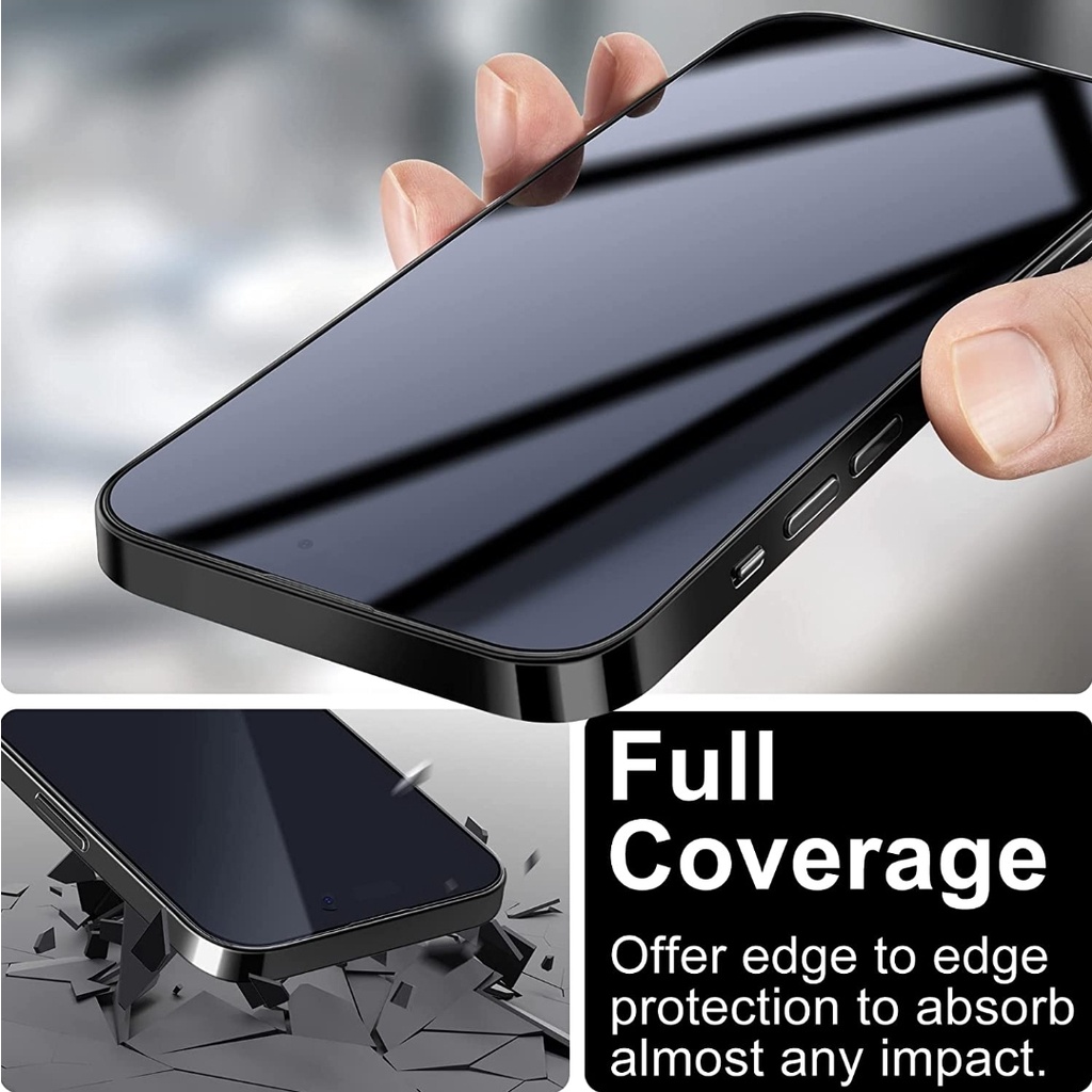 New! Hitam Glass Anti PEEK SPY Privacy iPhone 14 14+ 13 12 11 14Pro 13Pro 12Pro 11Pro 12 Mini 14Promax 13Promax 12 Pro max Promax Tempered Black Kilat Spay Radiation Temperd Gelap Bening Tidak Ga Bisa Lihat Dari Samping Tempred Glossy Full Cover Plus Sepy