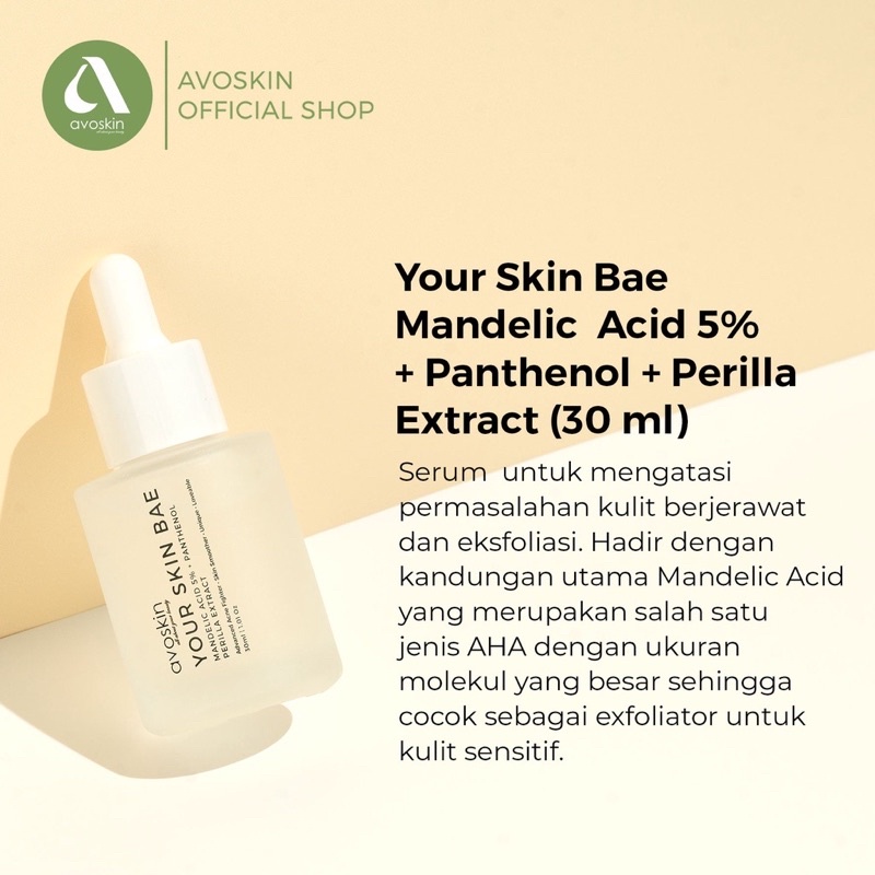 AVOSKIN Your Skin Bae Serum Mandelic Acid 5% + Panthenol + Perilla Extract (30ml)