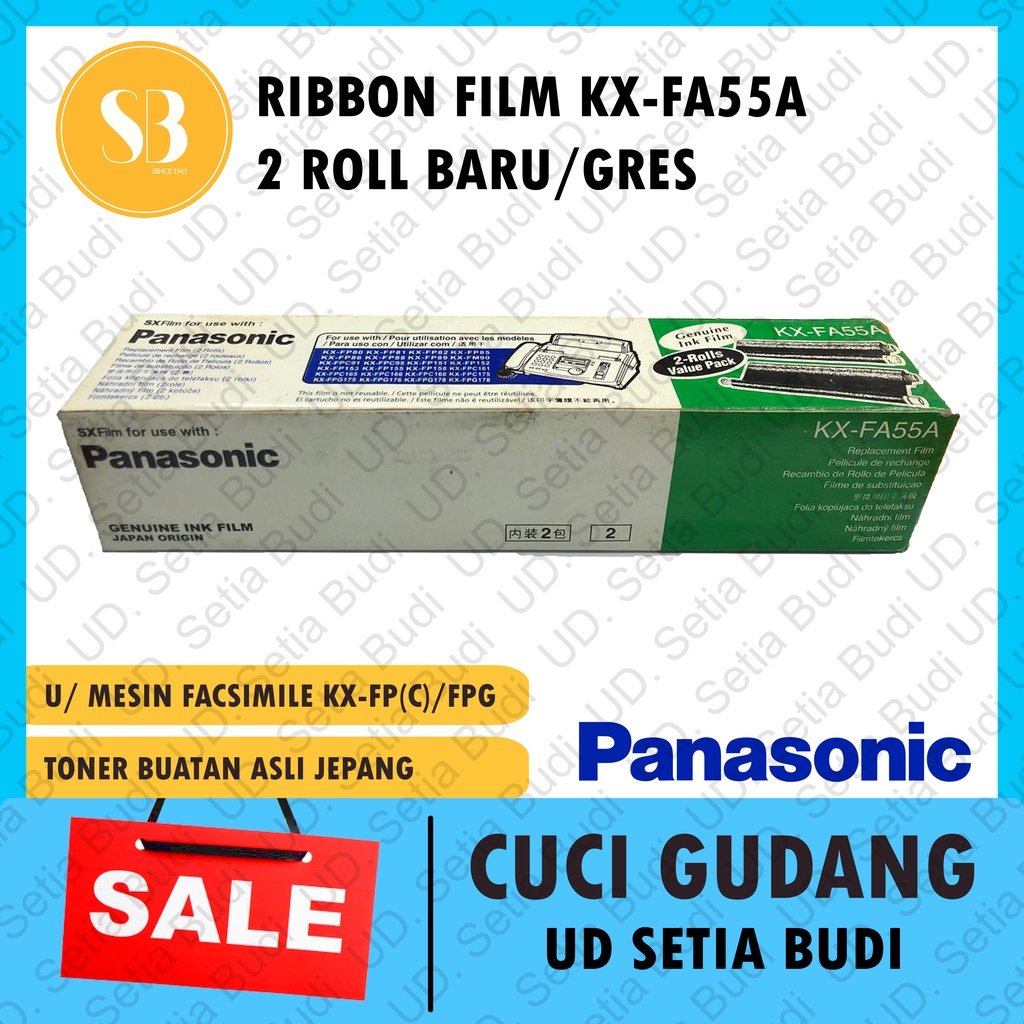 Ribbon Film Fax Panasonic KX-FA55A 2 Roll Facsimile Asli Jepang