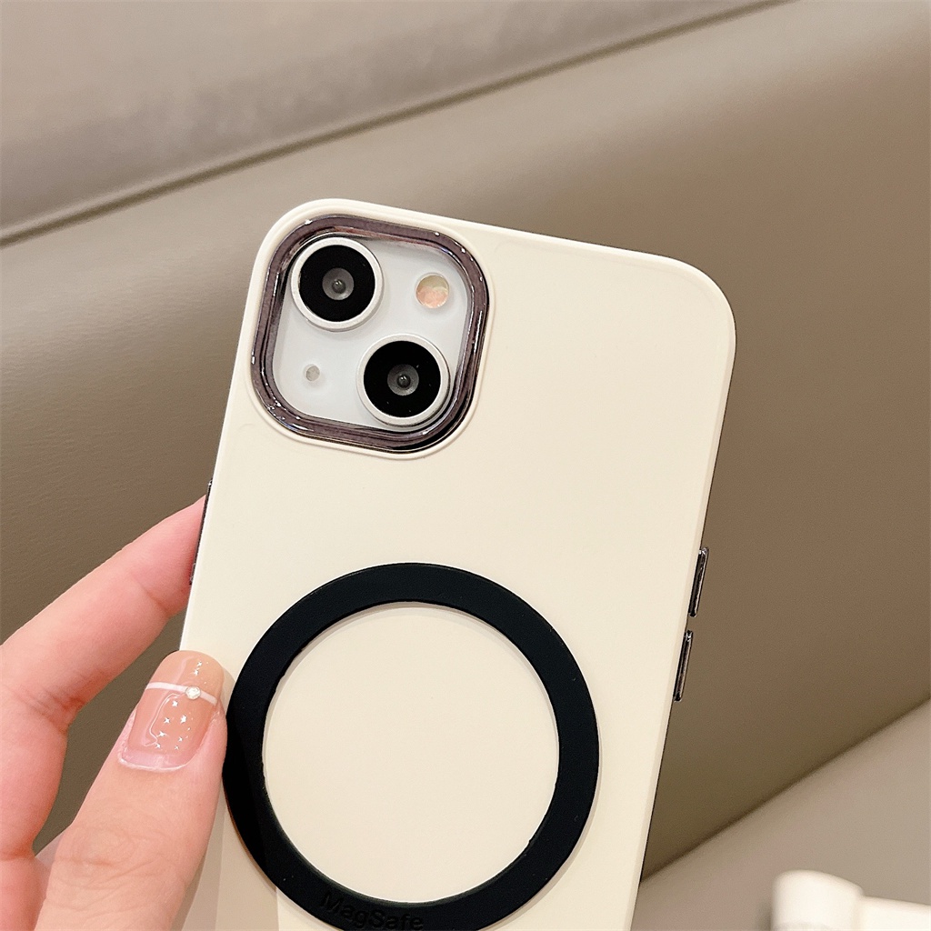 Case Pelindung Kamera Magnetik Bahan Silikon Cair metal velvet Untuk iPhone 14 Pro Max Plus 13 12 11 Pro Max