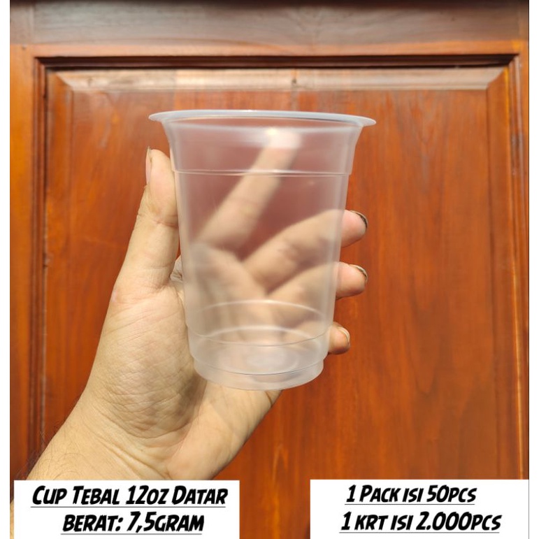 Gelas Cup 12oz datarr/ Tebal 7gr / Gelas Murah Merk SAP/ Isi 50pcs