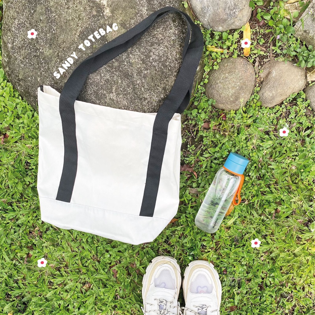SANDY Totebag Kanvas Polos Tas Lucu Wanita Pria Remaja Korean Style By Chikoisme (RSL) NR