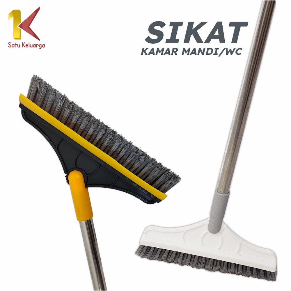 Satu Keluarga Sikat Kamar Mandi Dorong C535 Sikat WC Pembersih Lantai Dan Kaca Fleksibel Dengan Wipe