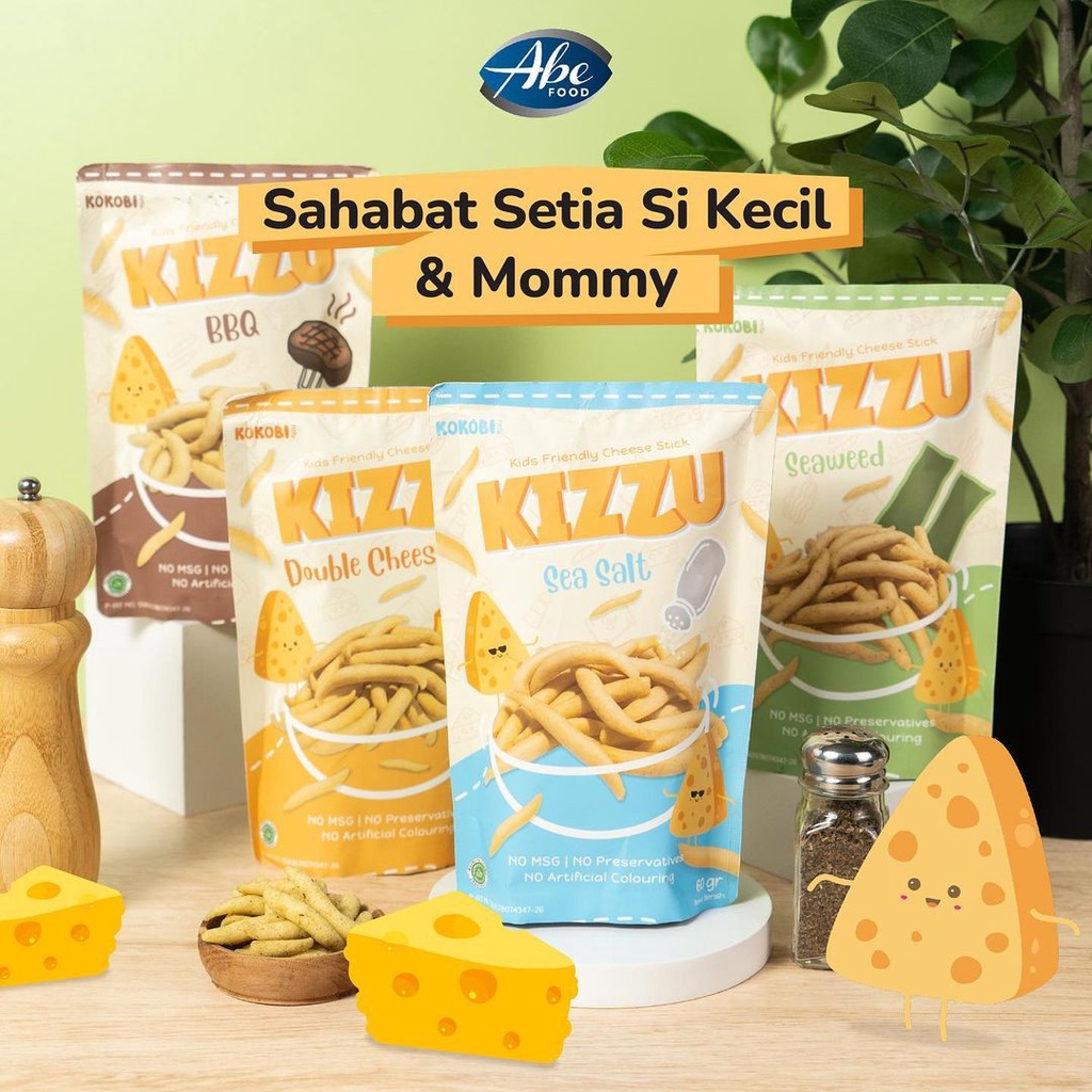 ABE FOOD Kokobi Kizzu Cheese Stick 60g - Stik Keju - Cemilan Anak