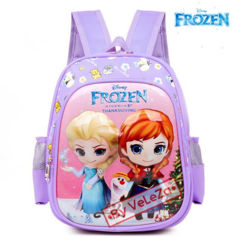 Tas ransel anak canvas karakter Frozen - tas sekolah anak PAUD TK - tas anak