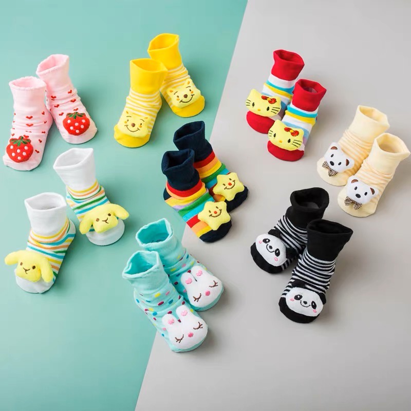 ⭐ Babywear ⭐ KA001 Kaos Kaki Anak Bayi Anti Slip Karakter Boneka 3D Kaos Kaki Anak Perempuan Laki Laki Motif Kartun 3D Lucu Baby Socks Kids Cute Unik Anti Slip Murah Import