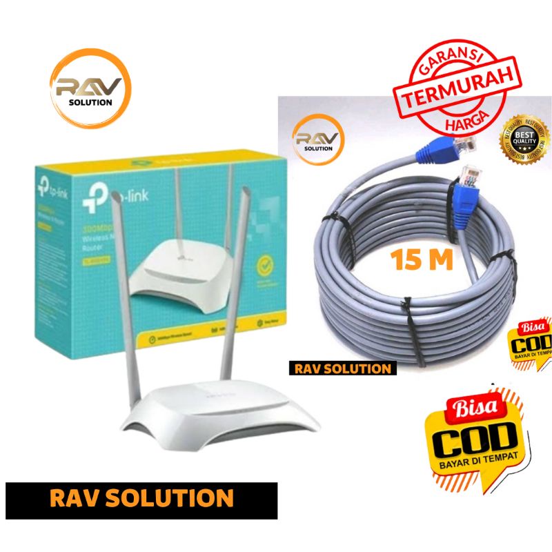 PAKET PARAREL WIFI ROUTER TP LINK WR840 + KABEL LAN 30 METER