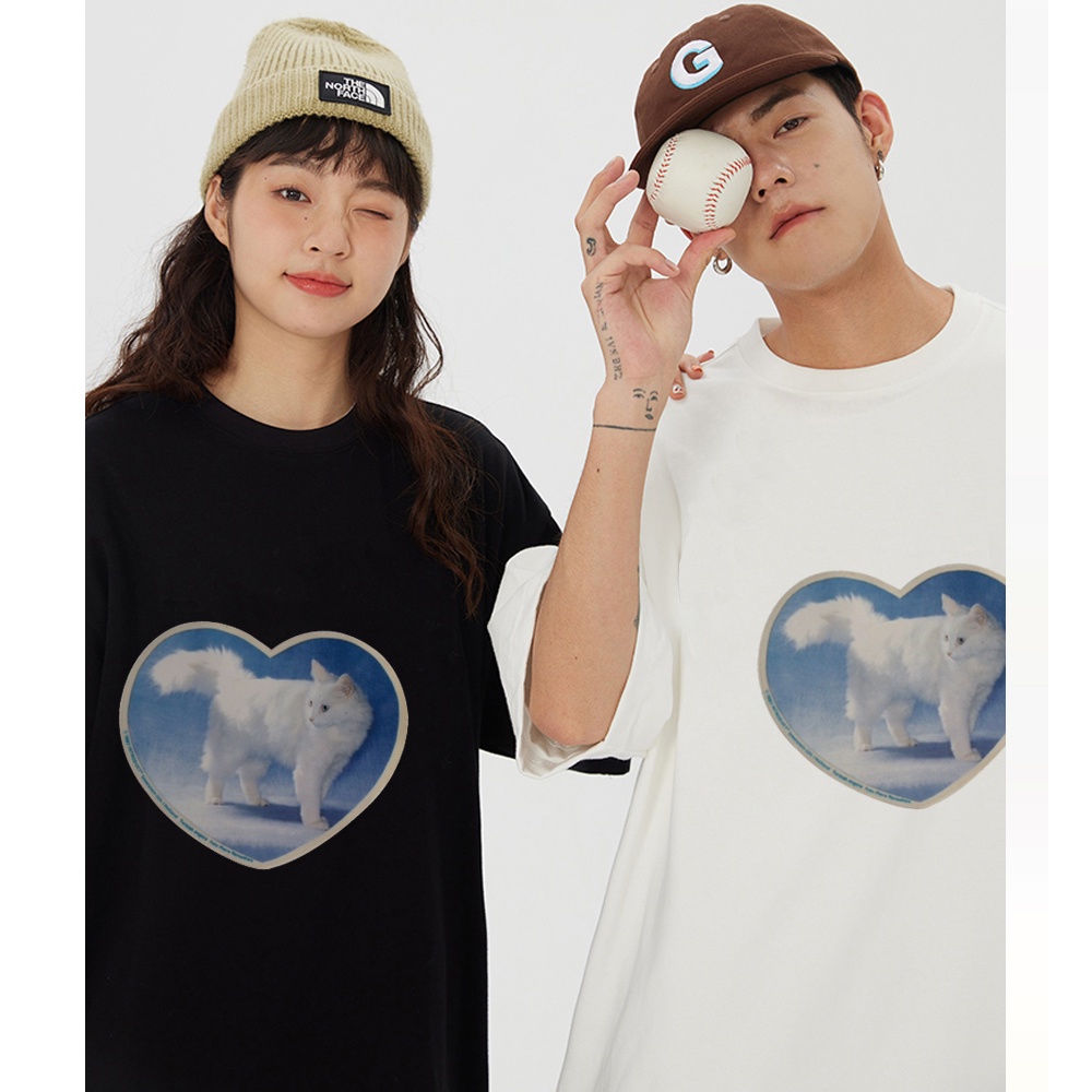 RDGF official shop 2023 winter new tops/T-shirt Oversize Caring Cat | Kaos Hitam/atasan kaos/Korean style/kaos couple/kaos murah/kaos hitam oversize
