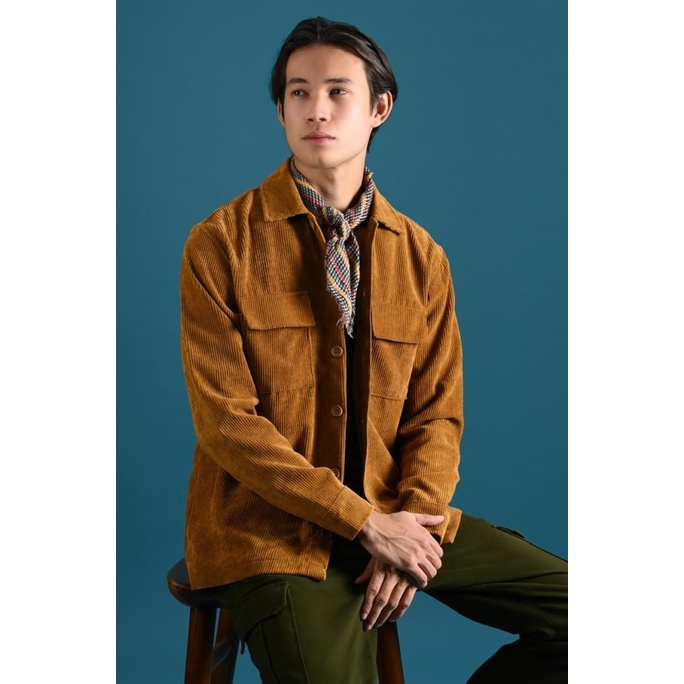 JAKET PREPP STUDIO CORDUROY OVERSHIRT JACKET LIGHT BROWN