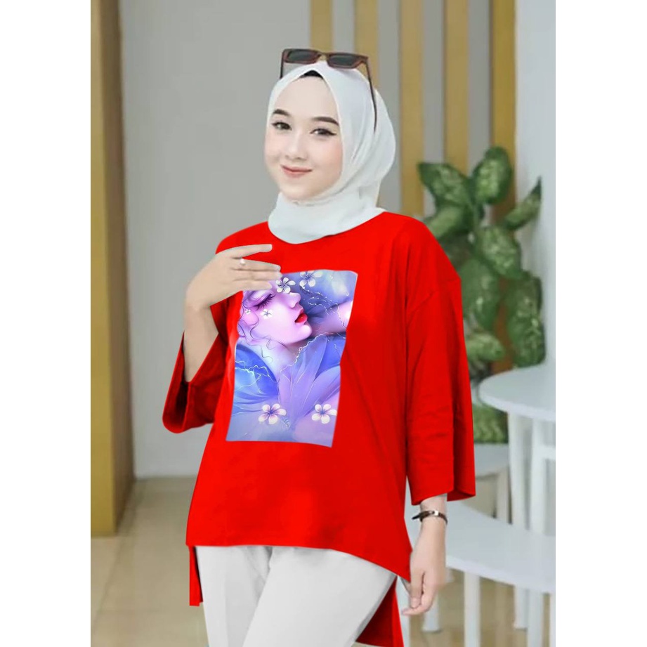 KIYOREN TUNIK JUMBO XXL WANITA MUSLIM DEWASA TUNIK LENGAN 7/8