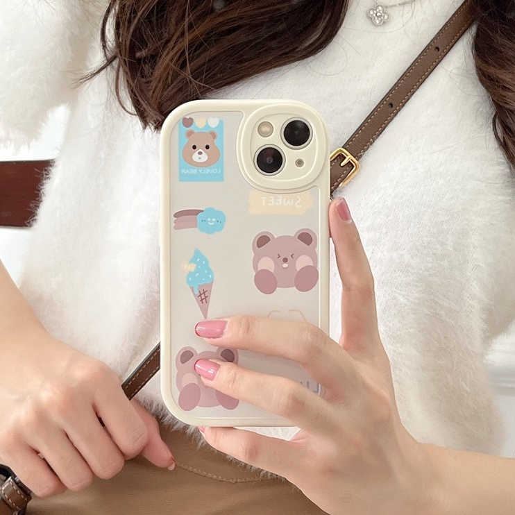 Frosty Cute Soft Case Realme C1 C2 5S 5i 6 7i 8i 8 Pro 9i C11 C20 C12 C15 C17 C21Y C25Y C35 RENO 4F 5 6 7Z Toy Story Cartoon Ice Cream Bear Case for Girl women gifts Baolongwish