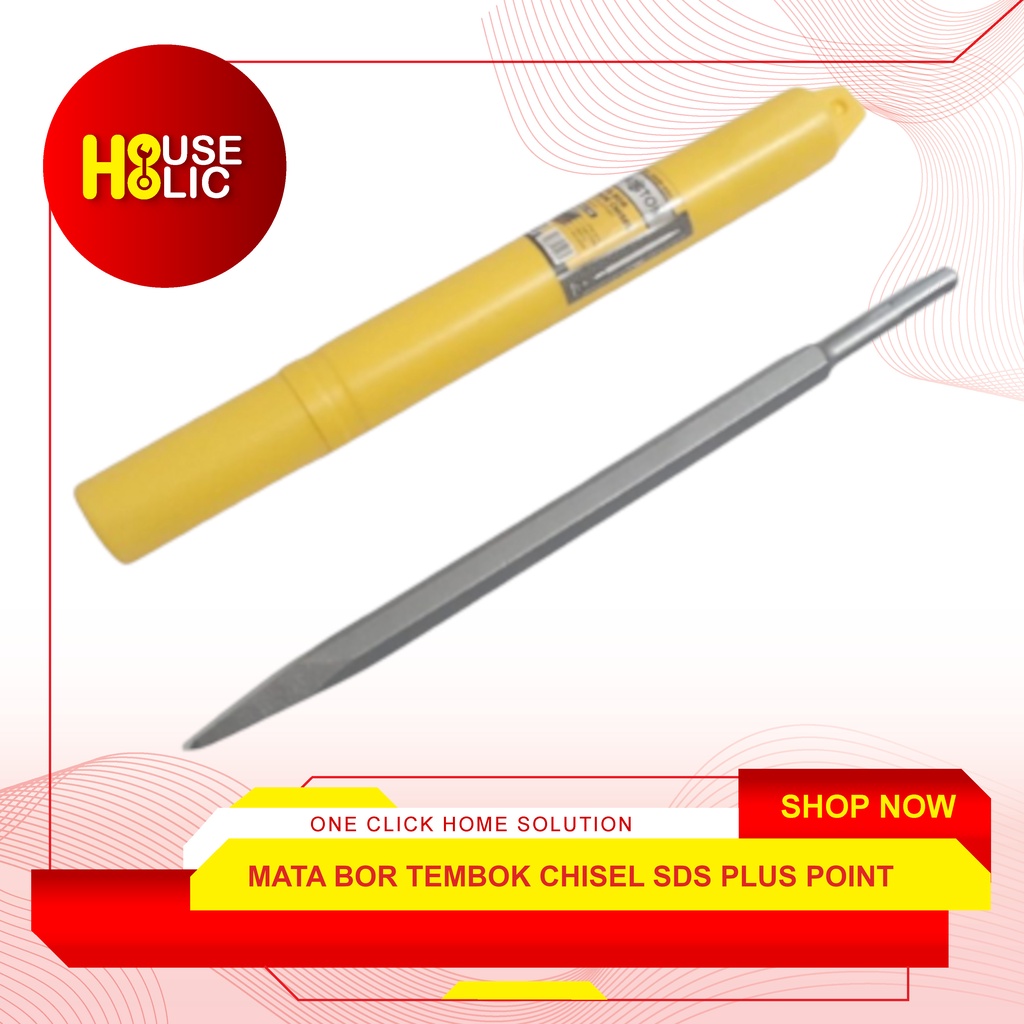 HASSTON Mata Bor Bobok Pahat Tembok 280 MM SDS Plus Chisel Flat Point