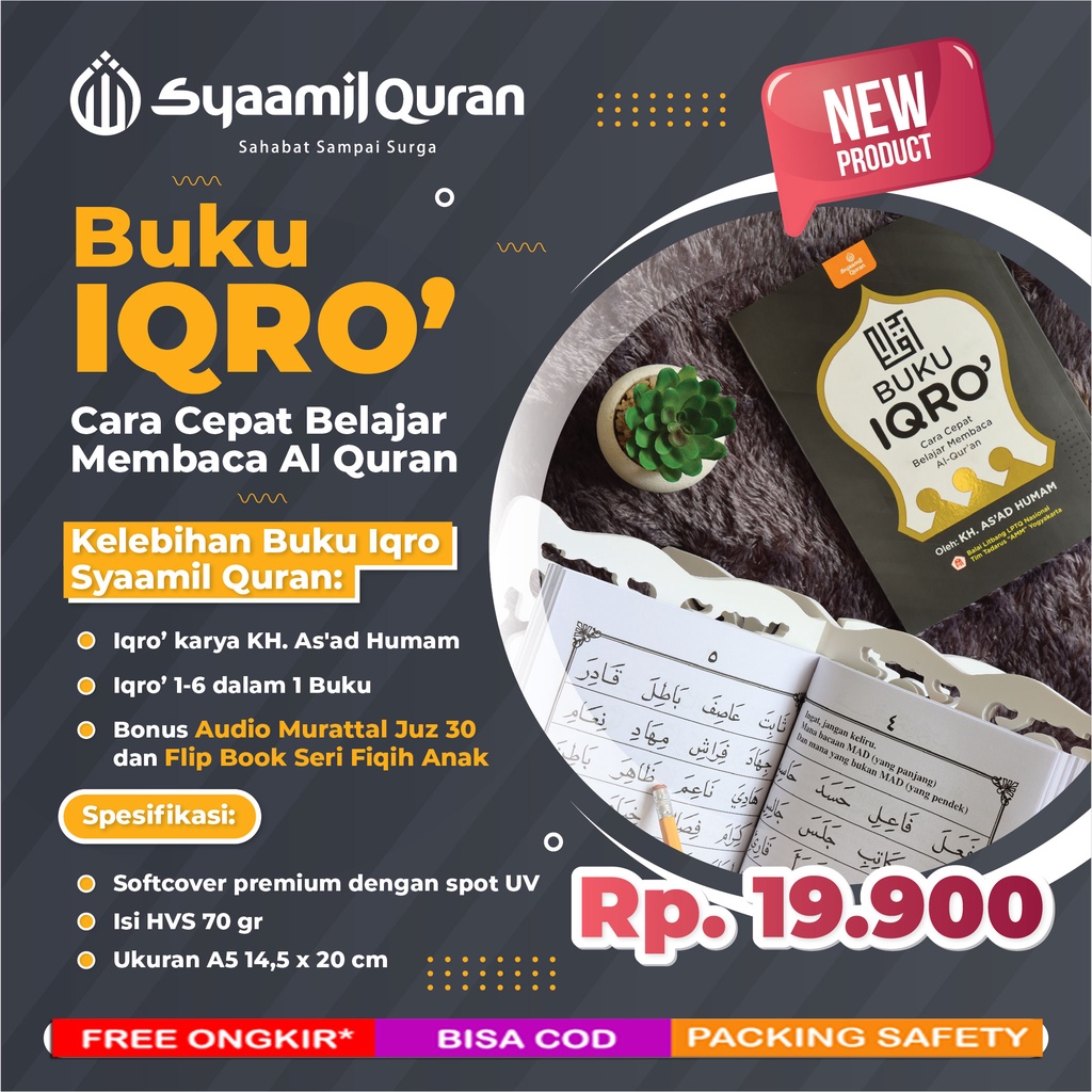 Buku IQRO | Full 6 Jilid | Ukuran Buku Tulis | Kertas HVS | 8 Bonus