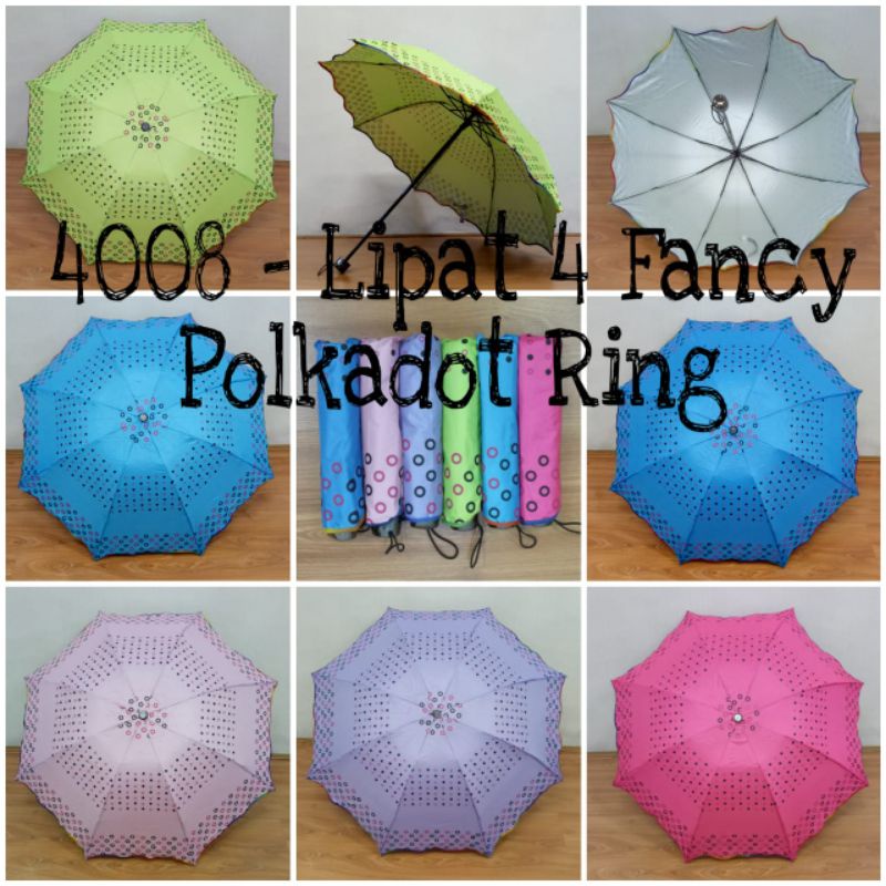 payung lipat 4 fancy motif polkadot