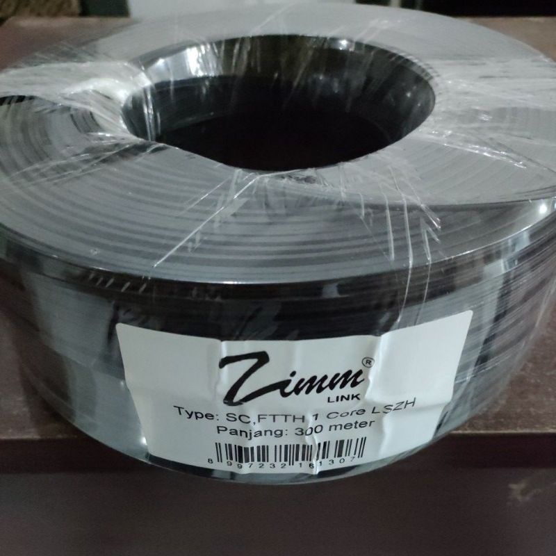 ZIMMLink , Kabel FO Precon 300 meter Dropcore 1 Core 3seling kawat  Fiber Optik FTTH CATV
