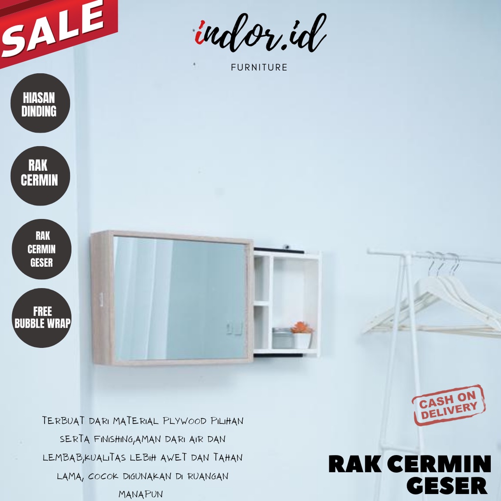 CERMIN RAK Dinding Gantung Minimalis - CERMIN WASTAFEL MURAH - Rak Cermin KOSMETIK - Cermin Milenial