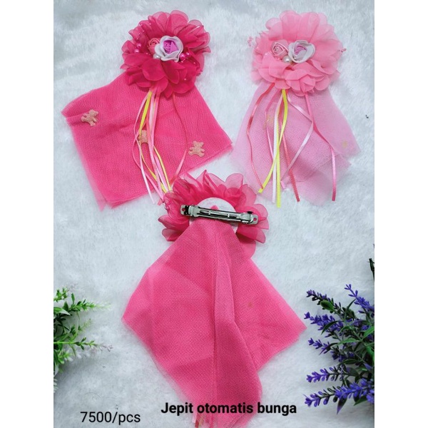 JEPIT OTOMATIS ANAK MOTIF BUNGA RENDA HARGA/PCS WARNA RANDOM