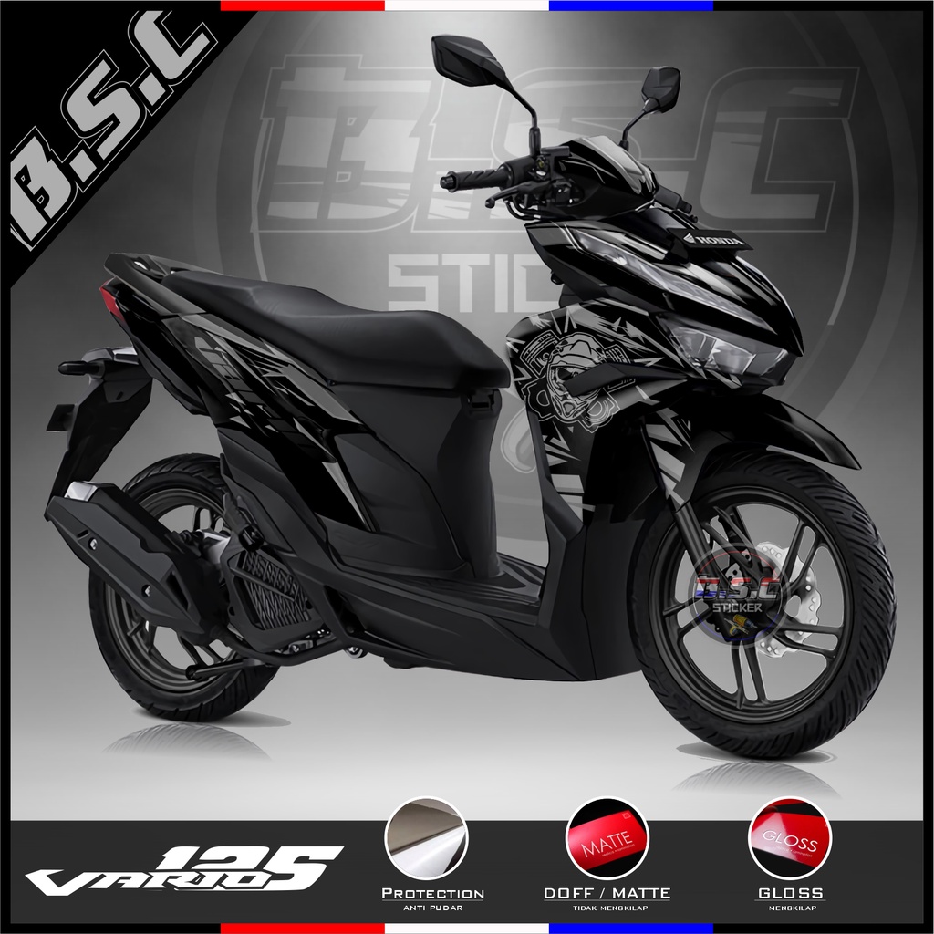 Sticker Stiker Decal FULL BODY All New Vario 125 (2022) Motif Super Moto Black