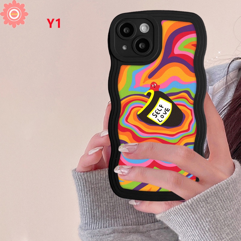 Casetify Watercolor Label Love Self Casing Realme 10c15 C30 8i 8 8pro C33 7 9 9pro+7i 5 5i 5s 6i C12 C21Y C35 C25Y C11 C20 C25s C11 2021 C25 C1 C1 C3 Soft Cover Pelangi Warna Warni