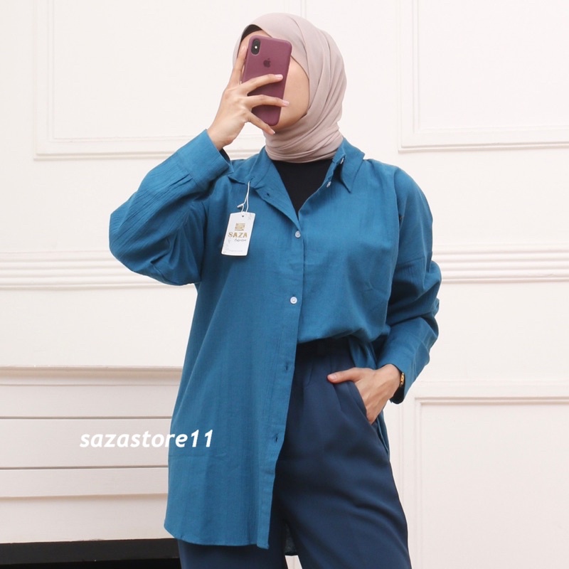 Anna Shirt - Kemeja Oversize Linen Wanita 999 - Linen Shirt - Atasan Wanita Lengan Panjang