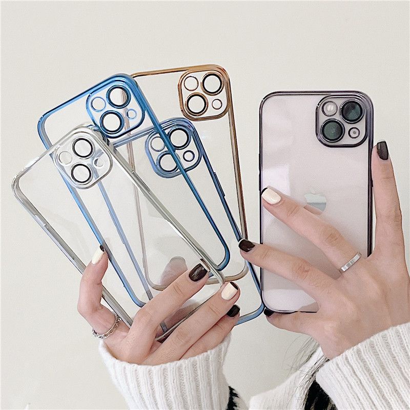 Softcase Casing warna Chrome FJ06 for Iphone 7 8 7+ 8+ X Xs Xr Max 11 12 13 14 14+ Plus 14Plus Pro Max cover lensa kamera