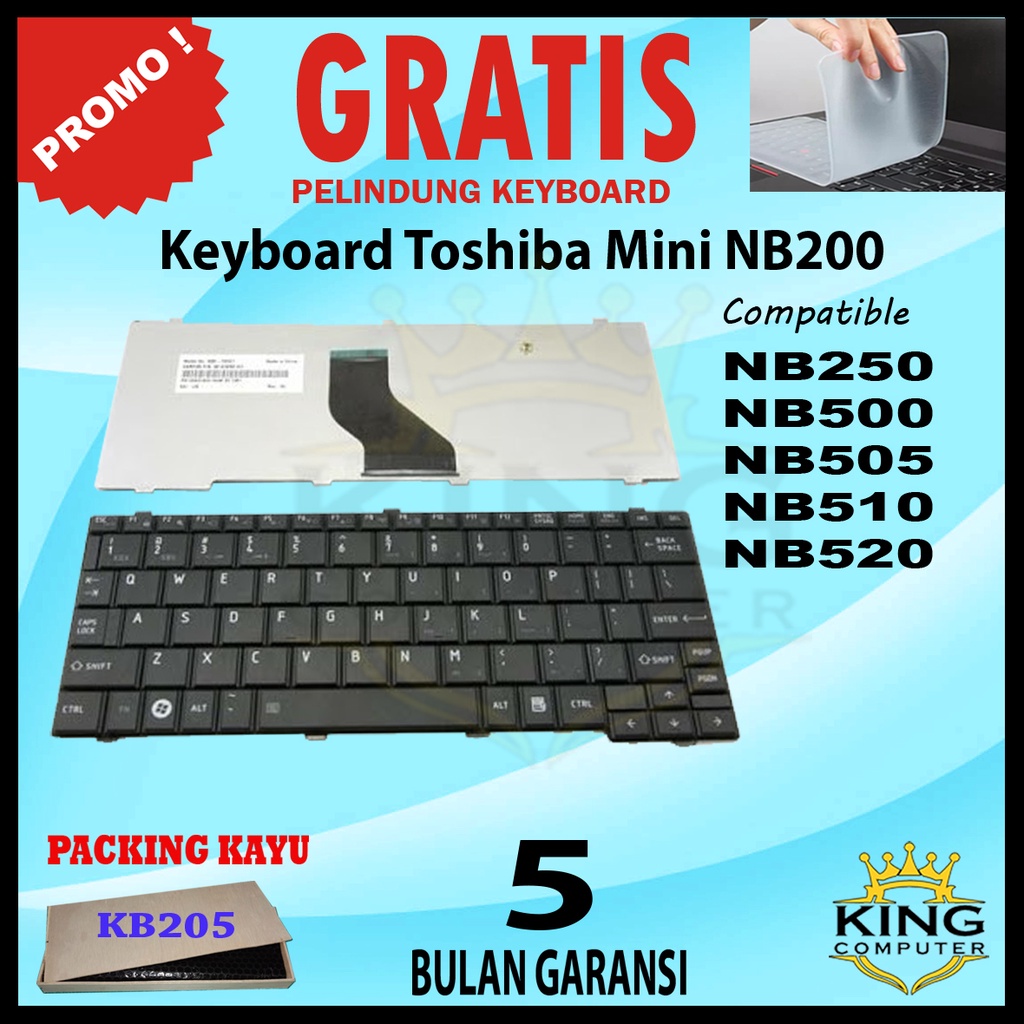 Keyboard Toshiba NB 200 Toshiba NB 205 NB 250 NB 510 NB 520 NB 505 GRATIS PELINDUNG KEYBOARD