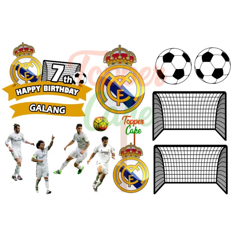 Jual Topper Cake Real Madrid Gratis tambah nama, usia dan foto/ hiasan