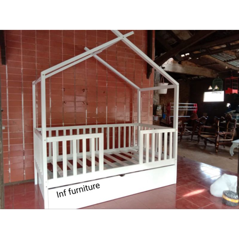 tempat tidur anak dipan anak bentuk rumah rumahan 120 x200