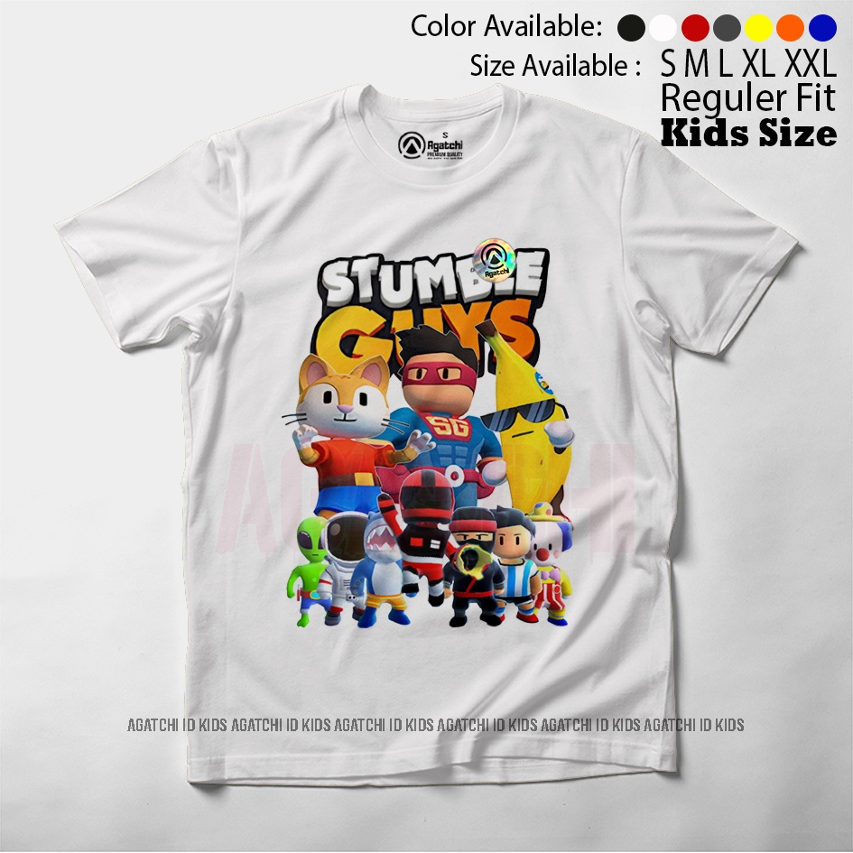 Baju Kaos Atasan Anak Laki - Laki Agatchi Motif Stumble Guys V4