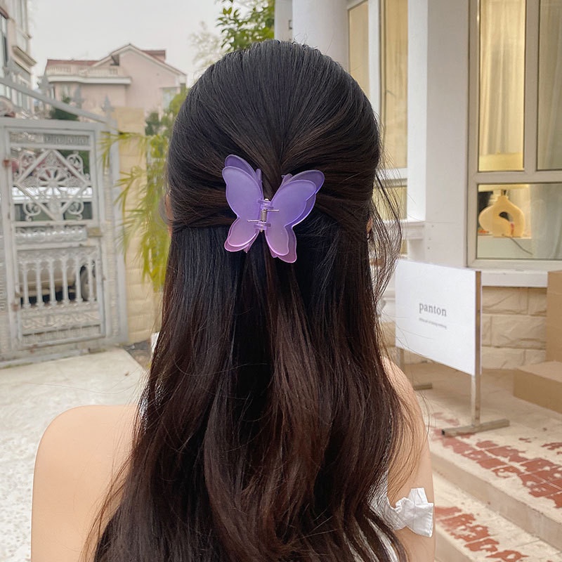 Jepit Rambut Model Butterfly Claw Warna Gradasi Gaya Korea Untuk Wanita