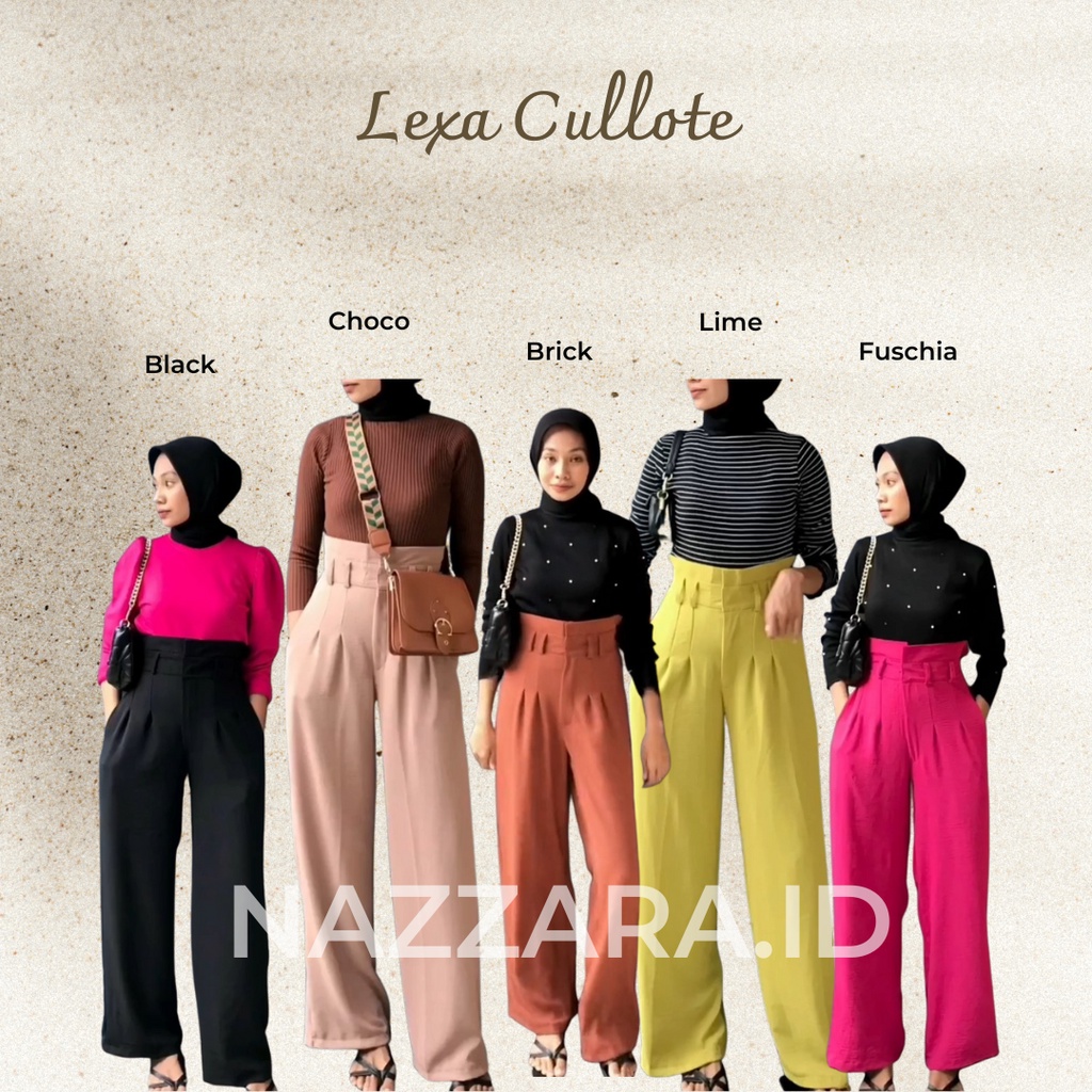 Lexa pants / Celana Kulot Highwaist / Kulot crinkle Fushia by Nazzara.id8