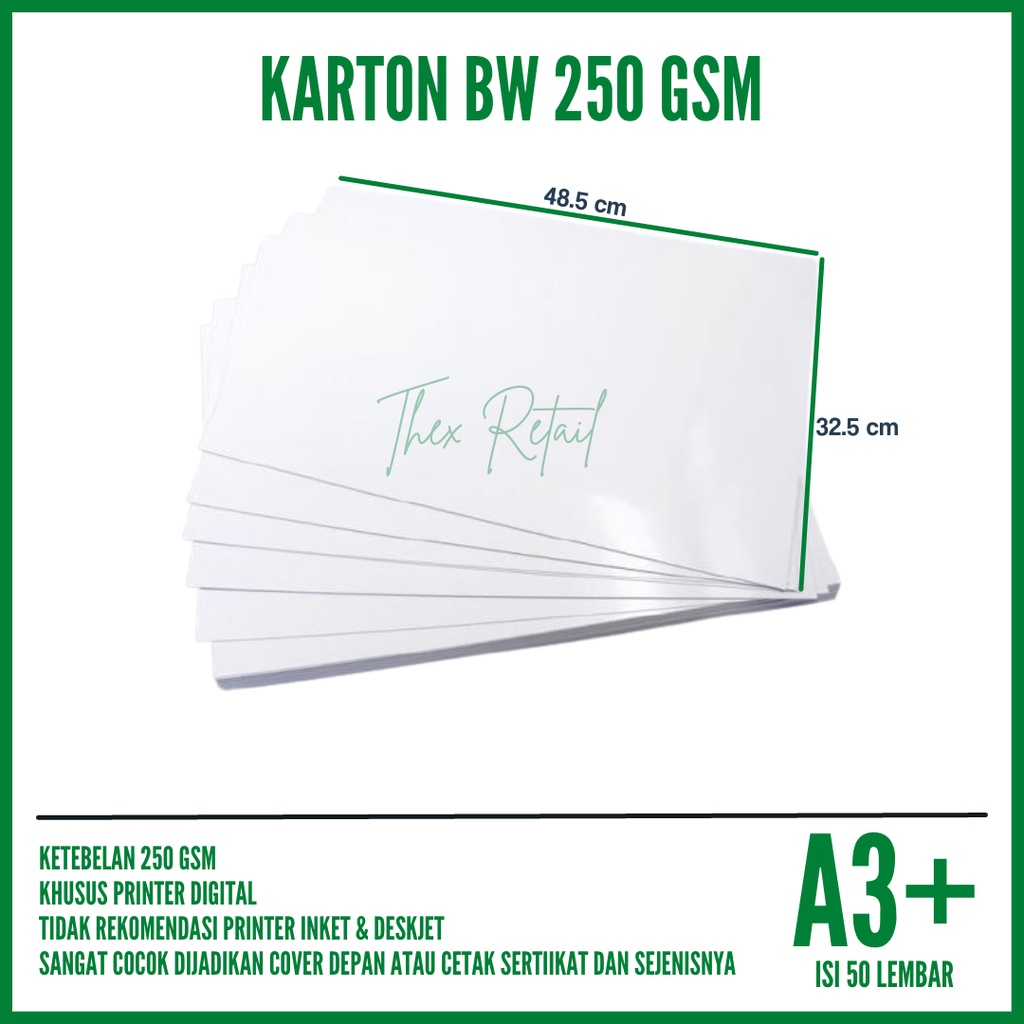 

Kertas Karton BW A3 Plus isi 50 lembar / Kertas BW 250gsm