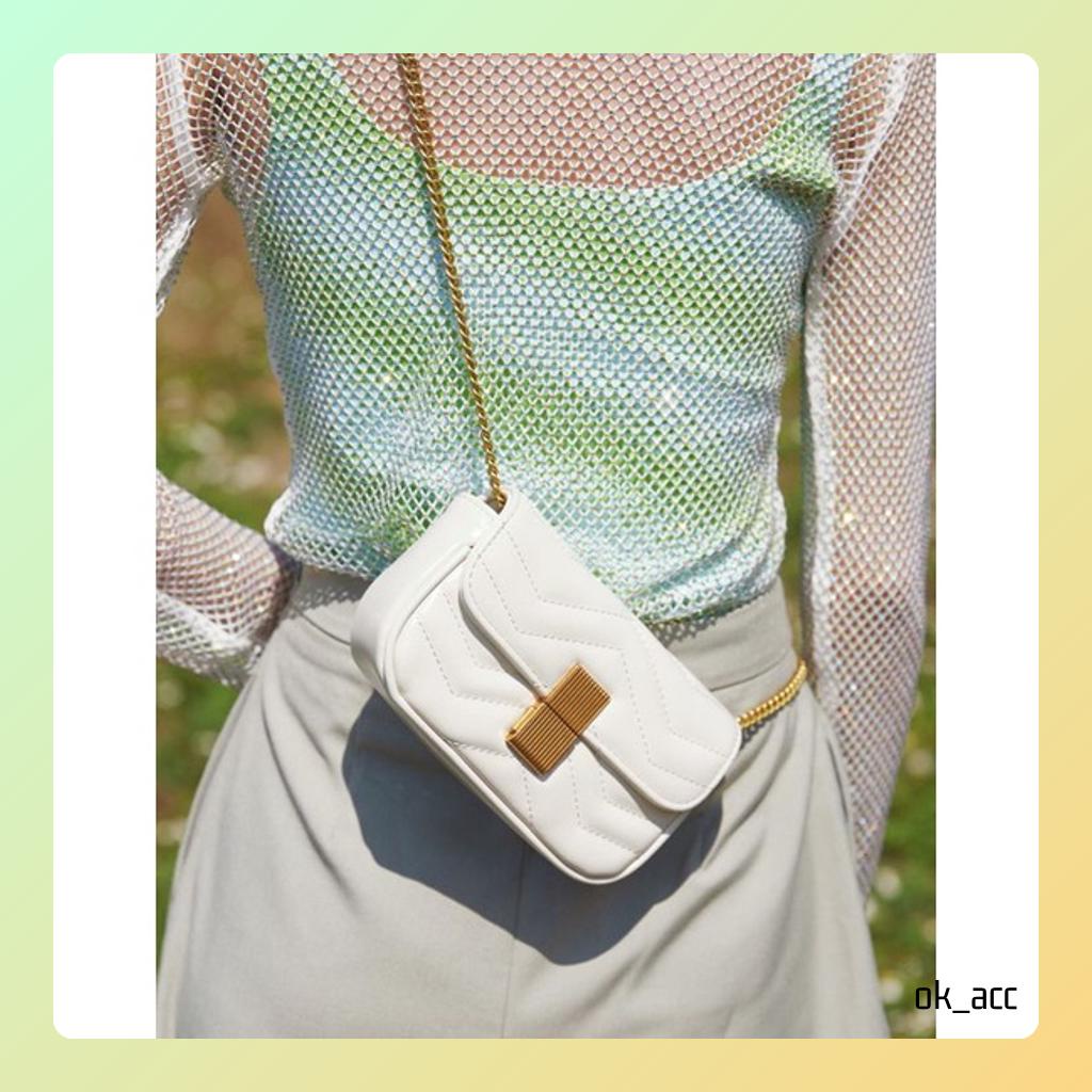 BARU Tas Selempang Kulit Wanita Cewek Dompet Hp Rantai Luxury Mini Bag FT44 17 x 12 x 5.5 cm