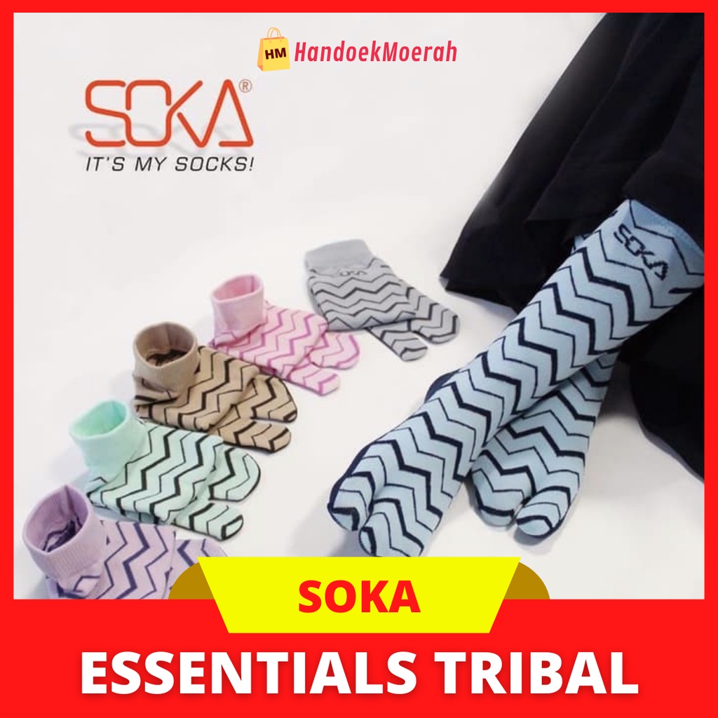 Kaos Kaki Wanita Murah / SOKA Sock Essentials Motif TRIBAL / Kaos Kaki Jempol Muslimah Panjang