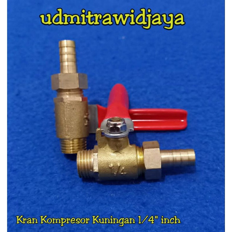 Kran Kompresor kuningan 1/4 inch / kran angin compresor kompresor 1/4&quot; stopkran angin ukuran selang 8mm kran nepel klakson telolet kran compresor kuningan 1/4inc kran kompresor HATO kuningan