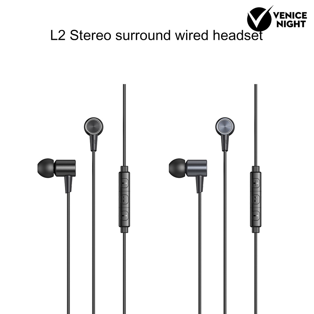 (VNEP) (Berkabel) L2 Earbud In-ear Super Bass TPE Headphone dengan Mic untuk Komputer