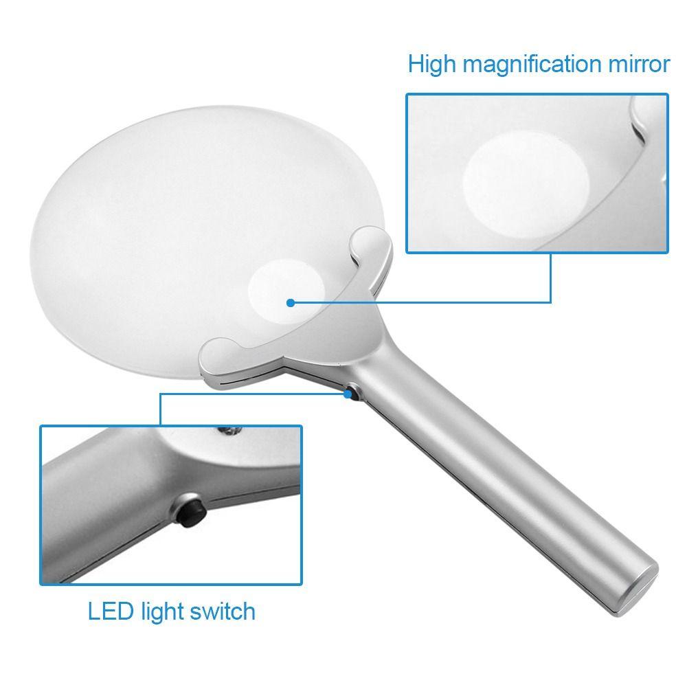 Solighter Membaca Perhiasan Magnifiers Profesional Dengan 2lampu LED HD Lensa Kaca Pembesar