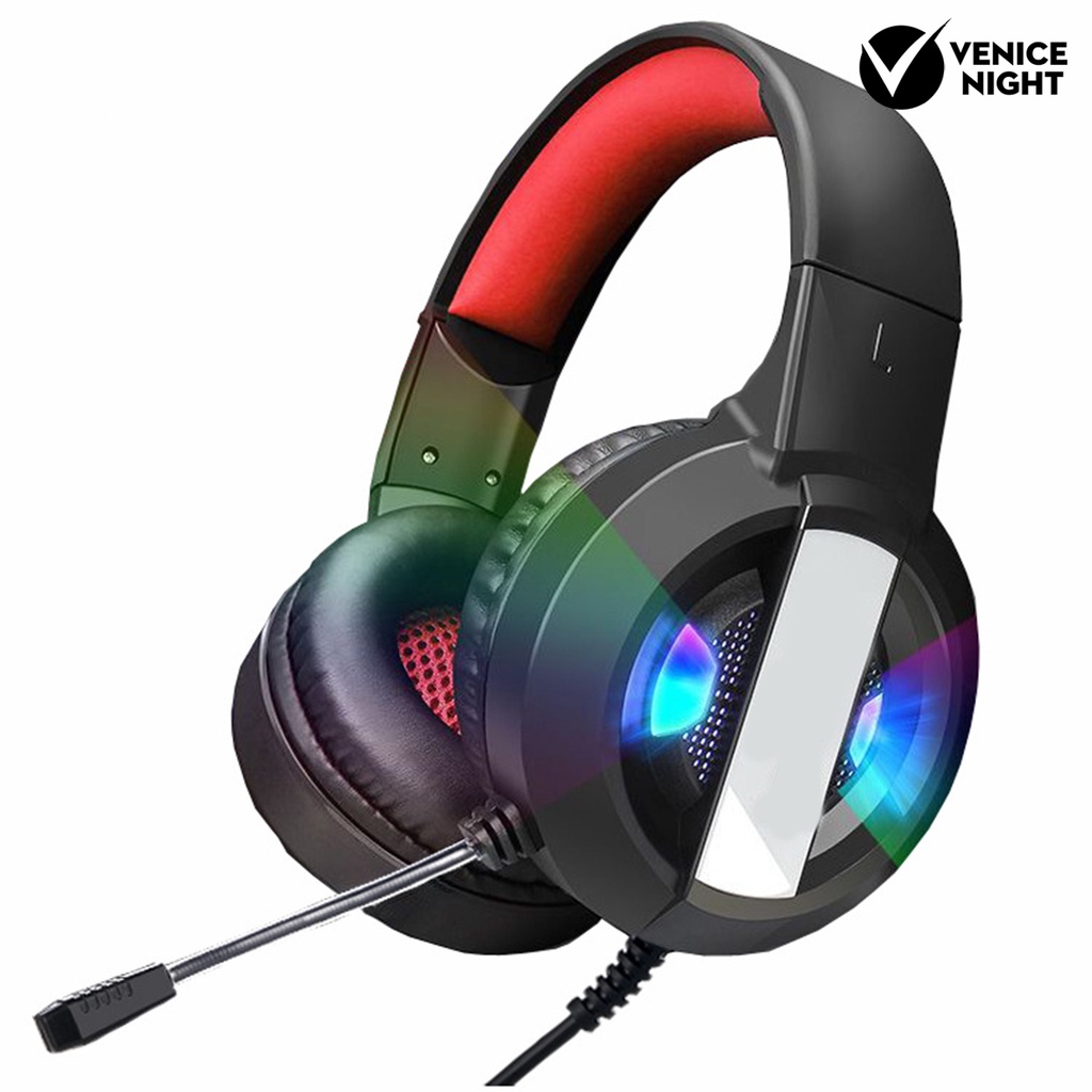 (VNEP) (Berkabel) A8 Headphone Efek Cahaya Pengurangan Kebisingan Surround Sound Gaming Komputer Headphone untuk Rumah